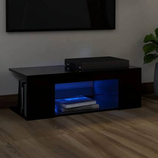 vidaXL Szafka pod TV z oświetleniem LED, czarna, 90x39x30 cm