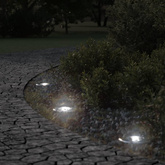 Lampy najazdowe, okrągłe, czarne, 10,5x10,5 cm, aluminium