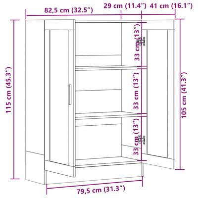 Witryna, dąb sonoma, 82,5x30,5x115 cm, materiał drewnopochodny