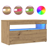 Szafka pod TV z oświetleniem LED, dąb artisan, 75x35x40 cm