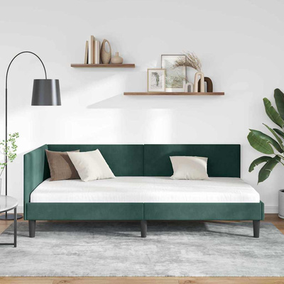 Rama łóżka narożnego Ciemna zieleń 100 x 200 cm Aksamit