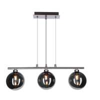 SOMUL lampa wisząca 3x20W G9 chrom klosze szklane 12 cm grafitowe nowoczesna elegancka oprawa oświetleniowa salon jadalnia kuchnia