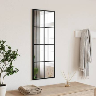 vidaXL Lustro ścienne, czarne, 30x80 cm, prostokątne, żelazo