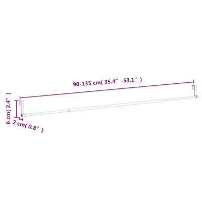 Karnisze, 2 szt., biało-srebrne, 90-135 cm, aluminium