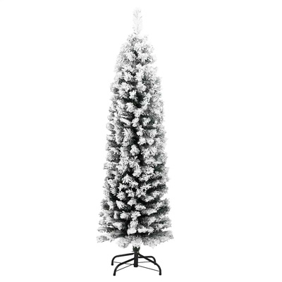 Smukła sztuczna choinka pokryta śniegiem, zielona, 150 cm, PVC