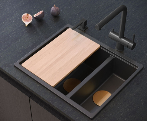 Bateria kuchenna ELLEN – stalowa, pure carbon, obrotowa, wyciągana wylewka, Quadron