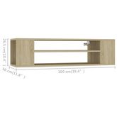 Wisząca szafka TV, dąb sonoma, 100x30x26,5 cm