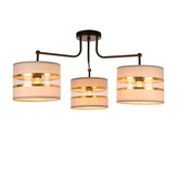 Lampa sufitowa czarny 3xE27 abażur biały + złoty Andy 33-00514