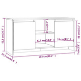 Szafka pod TV, szary dąb sonoma, 102x37,5x52,5 cm vidaXL