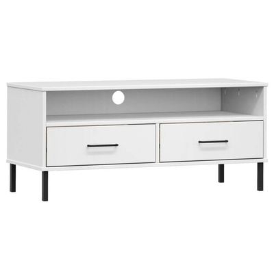 vidaXL Szafka pod TV OSLO, metalowe nóżki, biała, sosnowa model standard