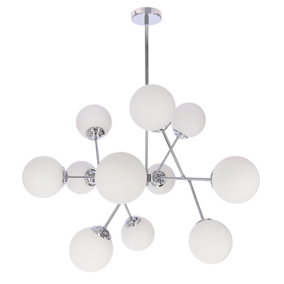 BELWEDER lampa wisząca chromowy 12x40W E14 klosz biały 30-39828