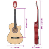 Gitara akustyczna z wycięciem, 6 strun, 38", drewno lipowe