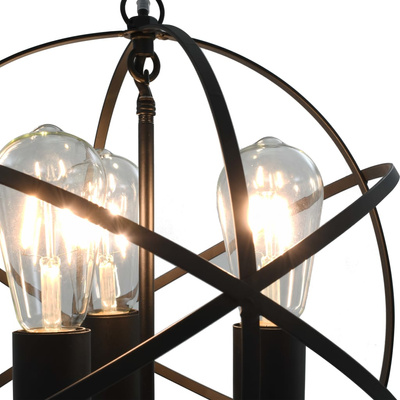 Lampa wisząca, czarna, sferyczna, 3 żarówki E27