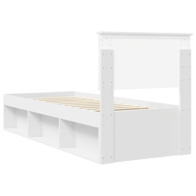 Ramka łóżka Z zagłówkiem Biały 75 x 190 cm Lite drewno sosnowe