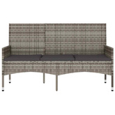 3-osobowa ławka ogrodowa z poduszkami, szara, polirattan