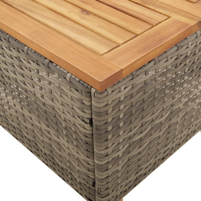 Stolik ogrodowy, szary, 45x45x37 cm, polirattan i akacja
