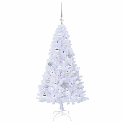 Sztuczna choinka z 150 diodami LED Biały 120 cm PVC i stal