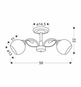 Graphite Lampa Sufitowa Czarny Perłowy 2X40 E27 Klosz Biały