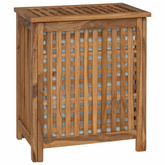 Kosz na pranie naturalny 50 x 35 x 60 cm Lite drewno teakowe