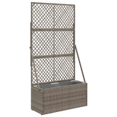 Donica ogrodowa z trellem Szary 70 x 30 x 135 cm polirattan