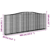 Kosze gabionowe, 8 szt, 400x30x140/160 cm, galwanizowane żelazo
