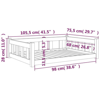 Legowisko dla psa, czarne, 105,5x75,5x28 cm, drewno sosnowe vidaXL