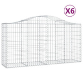 Kosze gabionowe, 6 szt, 200x50x100/120 cm, galwanizowane żelazo