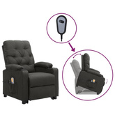 vidaXL Podnoszony fotel masujący, ciemnoszary, tkanina