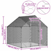 Klatka dla kur Srebrny 200 x 170 x 177 cm Stal Galwanizowana