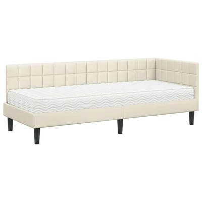Rama Łóżka Narożnego z Materacem 2 szt. Kremowy 80 x 200 cm