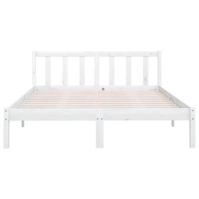 Rama łóżka, biała, lita sosna, 120x190 cm, podwójna