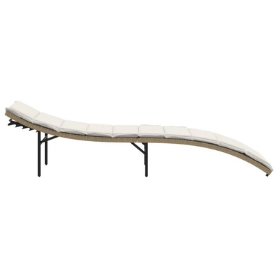 vidaXL Leżak z poduszką, beżowy, 55x199x50 cm, polirattan