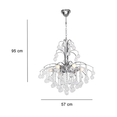 Żyrandol kryształowy lampa wisząca  MONTE CARLO 6 X 40W E14 srebrny