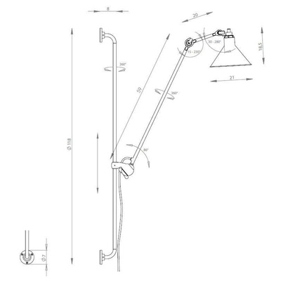 Lampe Gras N214 Kinkiet Czarny Matowy ADANI AD121
