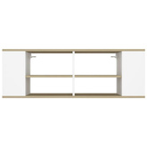 vidaXL Wisząca szafka pod TV, biel i dąb sonoma, 102x35x35 cm