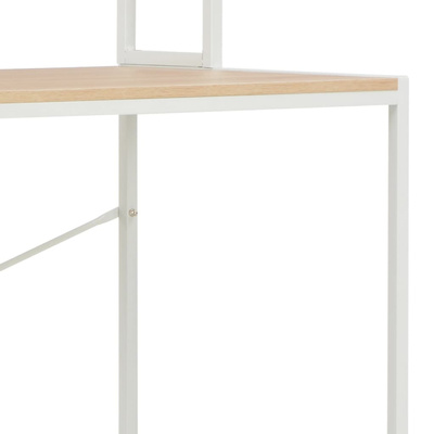 vidaXL Biurko komputerowe, białe i dębowe, 120 x 60 x 138 cm