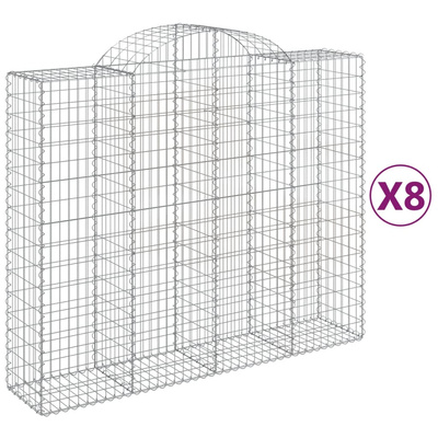 Kosze gabionowe, 8 szt, 200x50x160/180 cm, galwanizowane żelazo