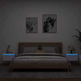 Wiszące szafki nocne z LED, 2 szt., białe vidaXL