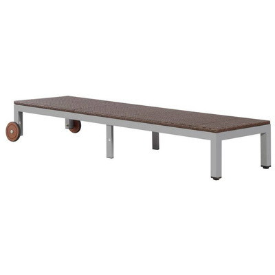 vidaXL Leżak z kółkami, polirattan, brązowy