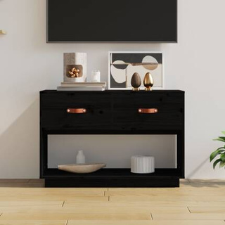 vidaXL Szafka pod TV, czarna, 90x40x60 cm, lite drewno sosnowe