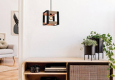 Lampa wisząca czarna metalowa + drewno 40W E27 Varna 31-78513