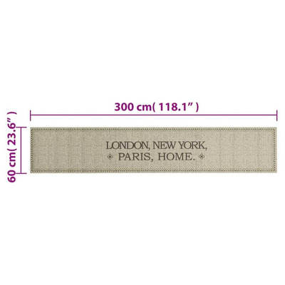 vidaXL Dywanik kuchenny, nazwy miast i napis Home, 60x300 cm, aksamit