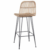Stołek barowy 2 szt. naturalny 44 x 55 x 109 cm Rattan i Stal
