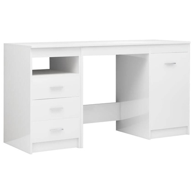 vidaXL Biurko, białe z połyskiem 140x50x76 cm, materiał drewnopochodny