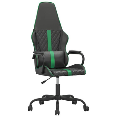 vidaXL Fotel gamingowy, czarno-zielony, sztuczna skóra