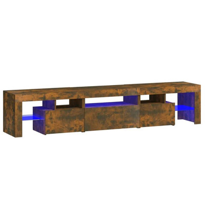 vidaXL Szafka pod TV z oświetleniem LED, opalany dąb 200x36,5x40 cm