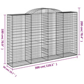 Kosze gabionowe, 4 szt, 300x50x180/200 cm, galwanizowane żelazo