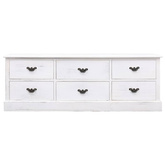 vidaXL Szafka pod TV, antyczna biel, 108x30x40 cm, drewno paulownia