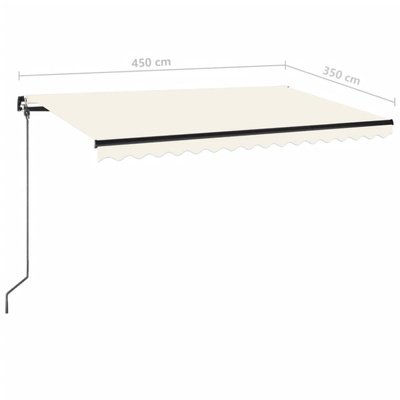 Ręcznie zwijana markiza z LED, 450x350 cm, kremowa