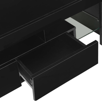 vidaXL Szafka pod TV ze światłem LED, błyszcząca, czarna, 130x35x45cm